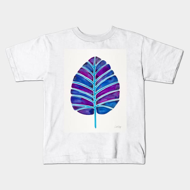 Indigo Alocasia Kids T-Shirt by CatCoq